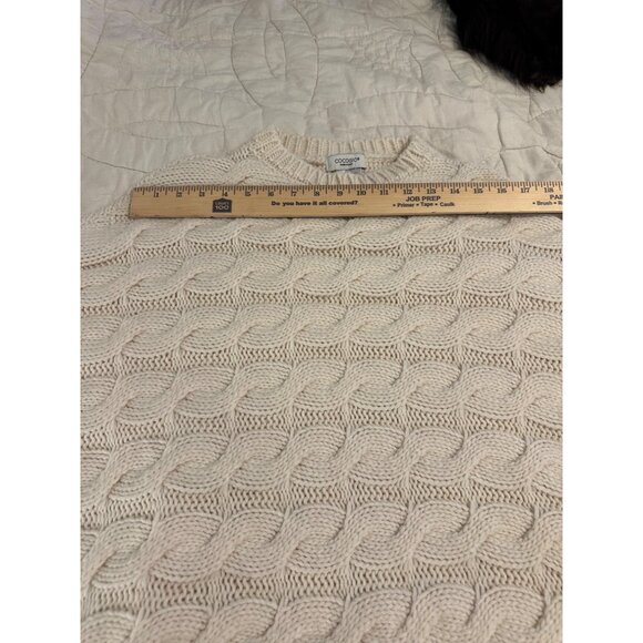 Cocogiò Chunky Cable knit Wool blend Ivory Poncho Cape O/S Cottagecore Coquet - Picture 8 of 11